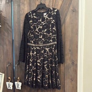 Elegant Black Lace Dress with Gold Accents